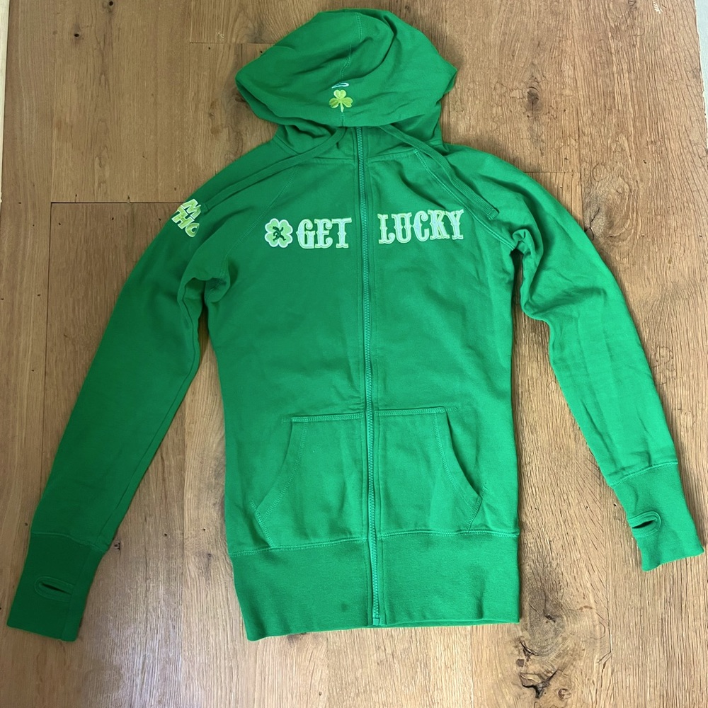 Irish Get Lucky Hoodie Zipper Sweatjacket XS Green